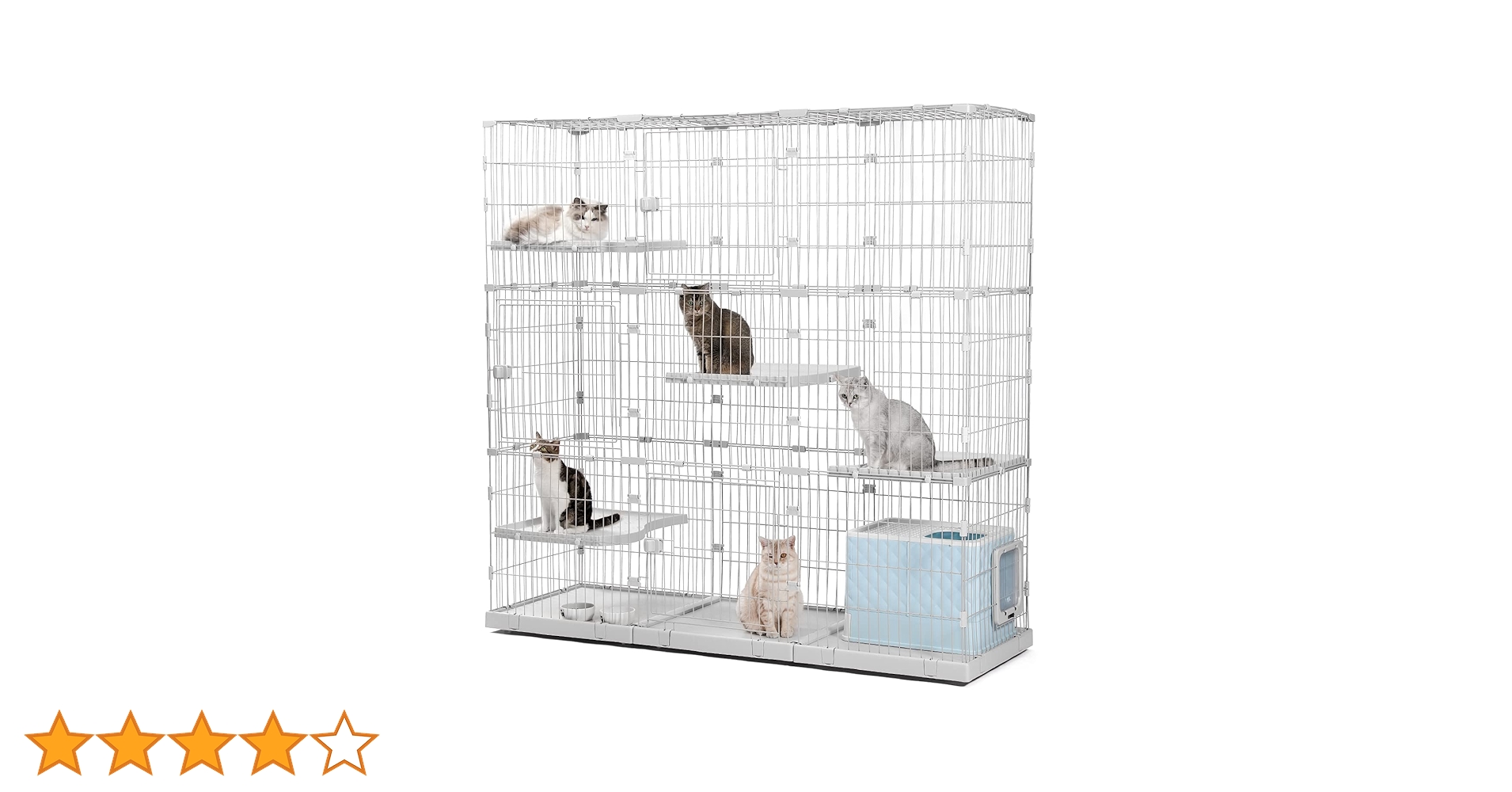 ※美品※PETEPELA(ぺテぺラ) 猫 大型 3段 ホワイトキャットケージ 81LInHxhzfL.jpg_BO30,255,255,